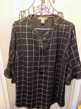 Olivia and Martin Black Window pane Tunic Top size 2X
